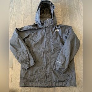 The North Face Boys Youth Black Hyvent Rain Windbreaker Hooded Jacket Sz L 14/16